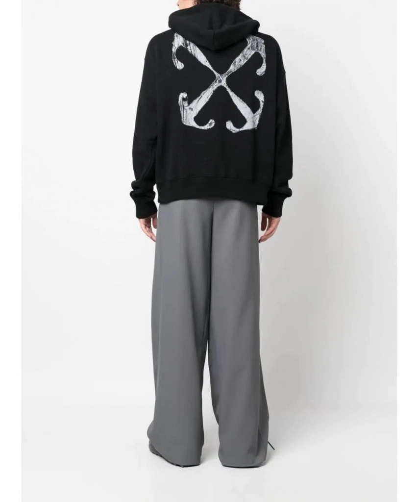 Off White Mens Scratch Arrow Skate Hoodie in Black Cotton - Size Small